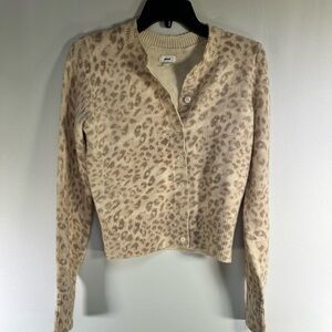 aerie Soft Cream Animal Print Cardigan